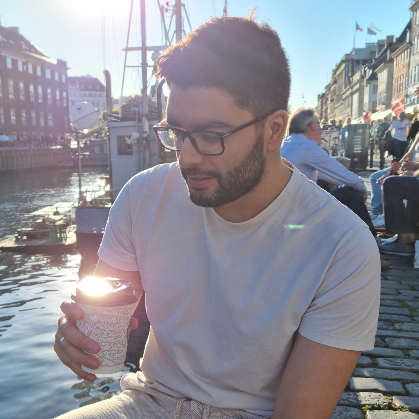 Ceb enjoying a coffee in Nyhavn